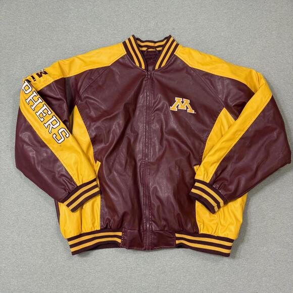 Other - Steve & Barry’s Minnesota Golden Gophers Bomber Jacket Faux Leather Coat Mens XL